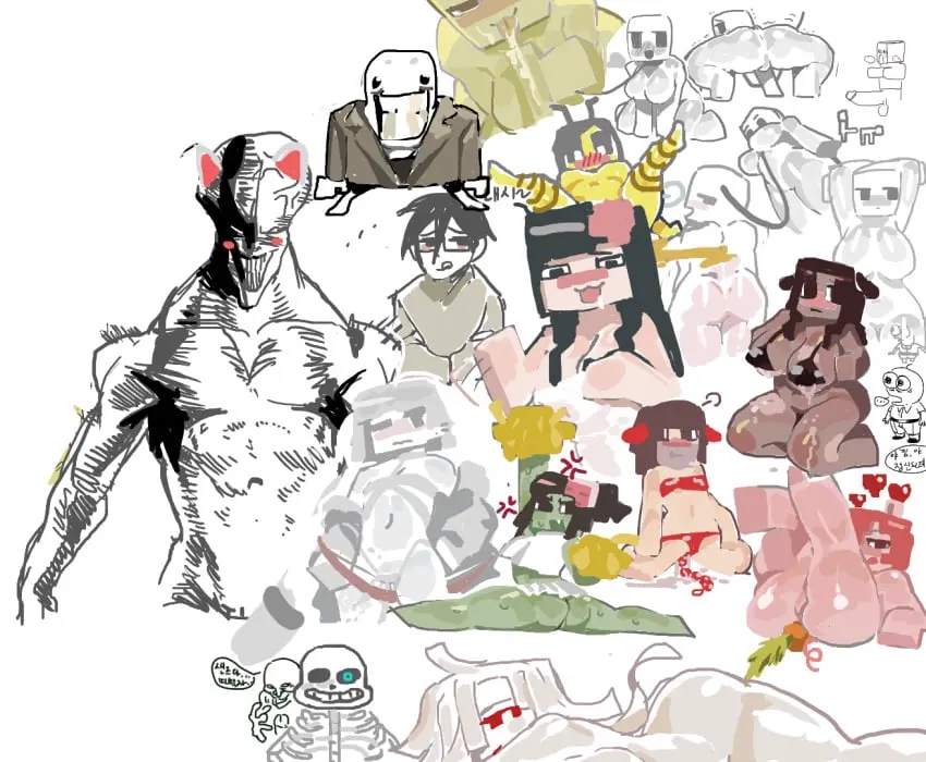 Image big_breasts,breasts,female,penis,big_penis,minecraft,undertale,sans,bee