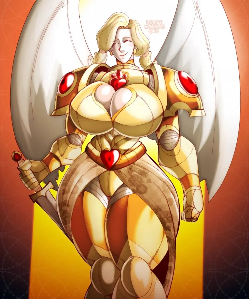 Image 1girls,breasts,female,female_only,solo,cleavage,solo_female,angel_wings,hyper_breasts,rule_63,warhammer_(franchise),warhammer_40k,sword,female_space_marine,imperium_of_man,primarch,post-human,power_armor,blood_angels,rompecaderasgod,sanguinius_(warhammer_40k)