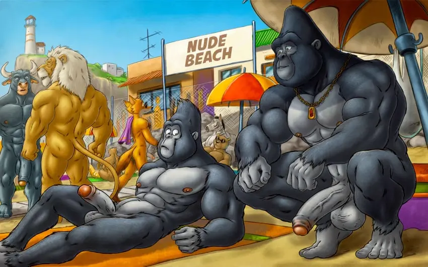 Image male,penis,erection,muscular,muscular_male,beach,male/male,pecs,abs,furryrevolution,illumination_entertainment,sing_(movie),johnny_(sing),big_daddy_(sing)