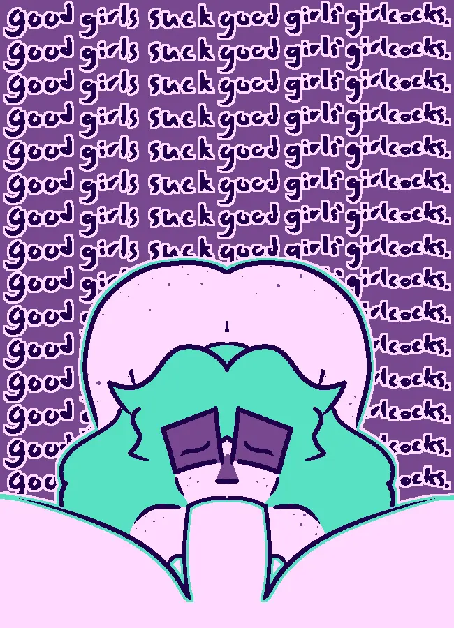 Image male,oral,penis,ass,freckles,wide_hips,femboy,glasses,pale_skin,pov,oral_sex,limited_palette,trans_woman,transfem,nat_(riteliso),riteliso