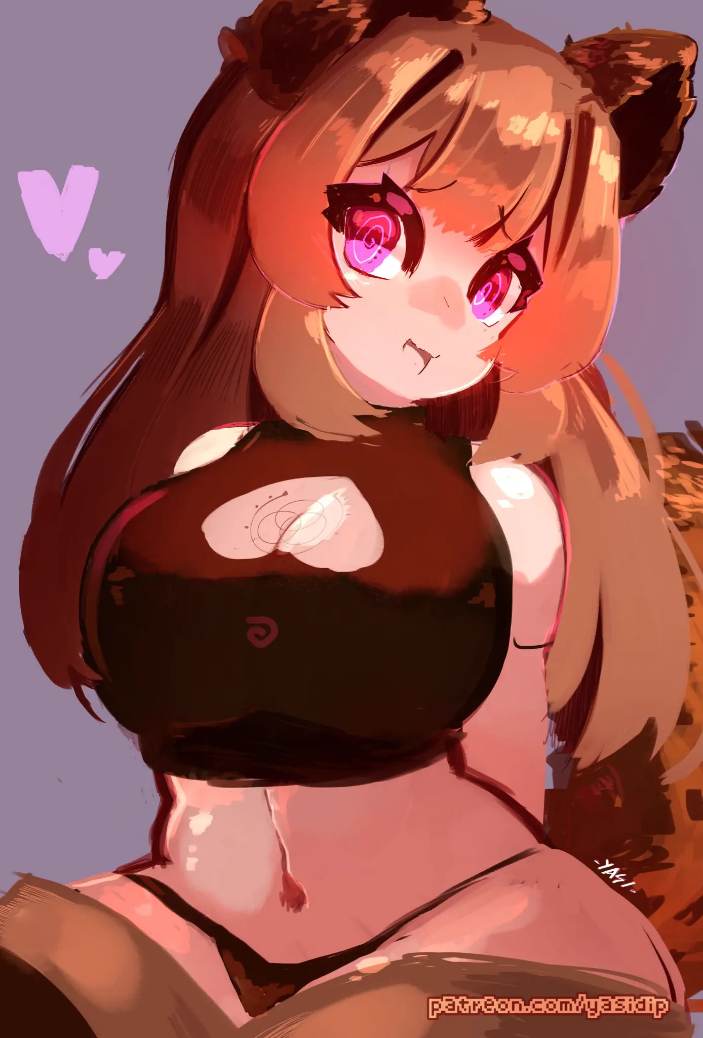 Image looking_at_viewer,tail,midriff,raphtalia,tate_no_yuusha_no_nariagari,boob_window,spiral_eyes,yasidip,tanuki_girl,tanuki_ears
