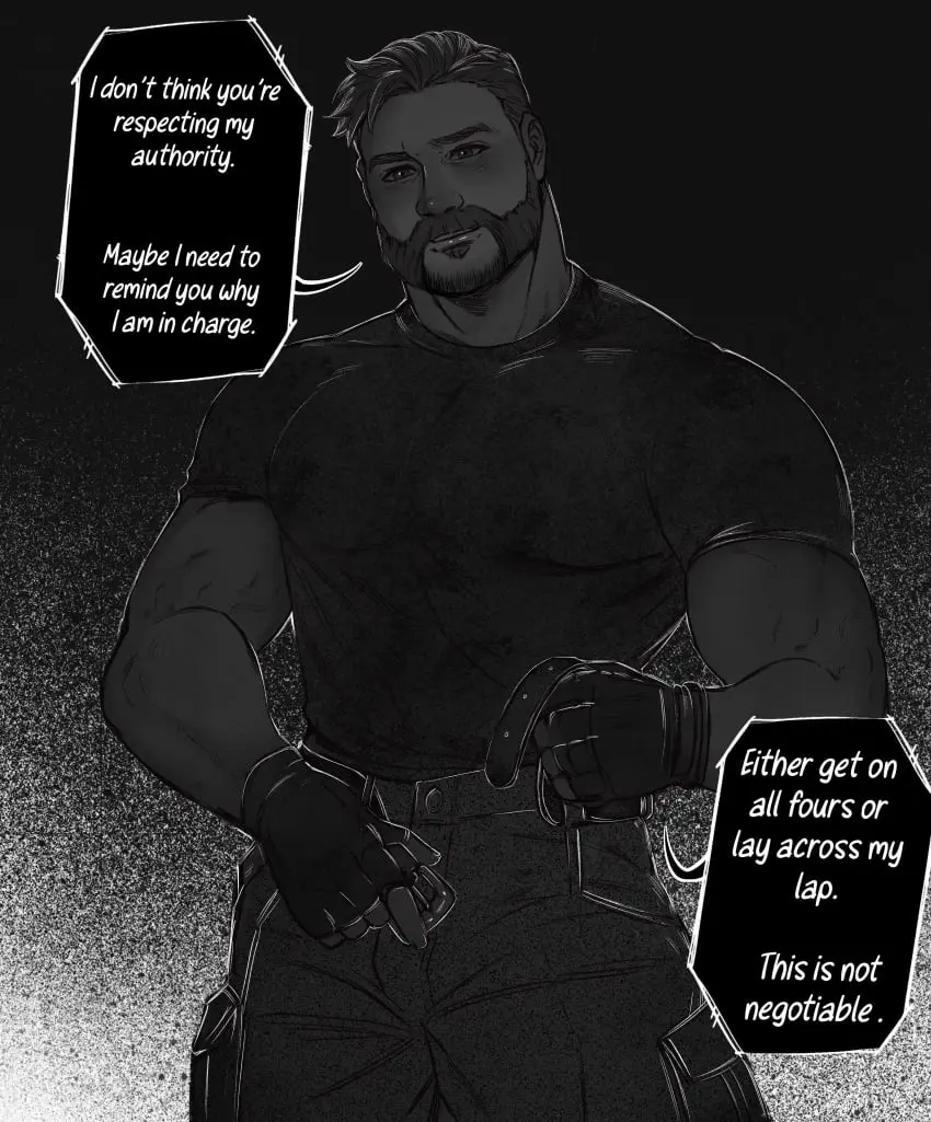 Image clothed,looking_at_viewer,male,alternate_version_available,black_and_white,dialogue,belt,dominant_male,maledom,daddy,sfw,dilf,dirty_talk,alternate_version_at_source,no_nude,unbuckled_belt,call_of_duty_modern_warfare_2_(2022),captain_price,john_price,majormelon1