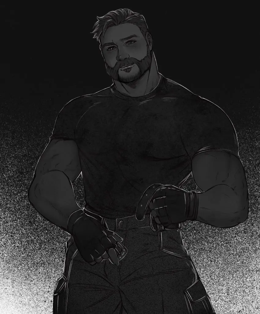 Image clothed,looking_at_viewer,male,male_only,alternate_version_available,black_and_white,belt,dominant_male,maledom,daddy,imminent_sex,sfw,dilf,dirty_talk,alternate_version_at_source,no_nude,unbuckled_belt,call_of_duty_modern_warfare_2_(2022),captain_price,john_price,majormelon1