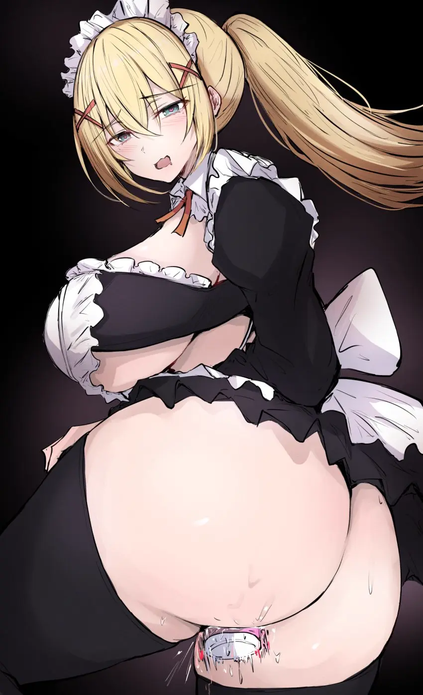 Image breasts,female,hair_ornament,highres,long_hair,long_sleeves,looking_at_viewer,open_mouth,solo,blue_eyes,heart-shaped_pupils,symbol-shaped_pupils,thighhighs,ass,ponytail,drooling,black_background,huge_breasts,blonde_hair,dress,pussy_juice,vaginal_penetration,hair_between_eyes,masturbation,maid,sex_toy,black_dress,official_alternate_costume,maid_headdress,heart,tears,object_insertion,darkness_(konosuba),kono_subarashii_sekai_ni_shukufuku_wo!,vibrator,black_thighhighs,english_commentary,vaginal_object_insertion,x_hair_ornament,sakiya