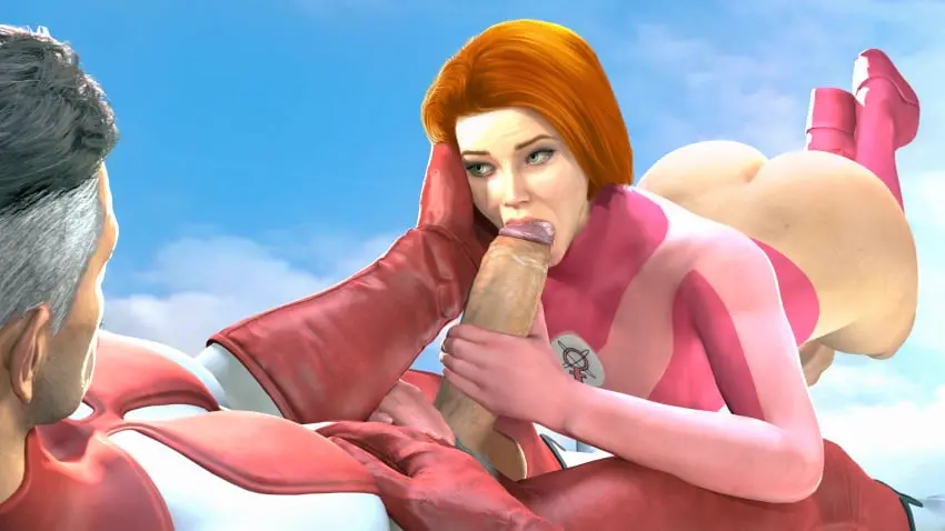 Image 1girls,female,1boy,cum_in_mouth,hand_on_head,male,penis,female_focus,orange_hair,male/female,green_eyes,cock,looking_at_partner,looking_pleasured,3d,blowjob,no_panties,3d_(artwork),large_penis,invincible,1boy1girl,costume,looking_up,source_filmmaker,omni-man,large_cock,flying_sex,atom_eve,winterssfm