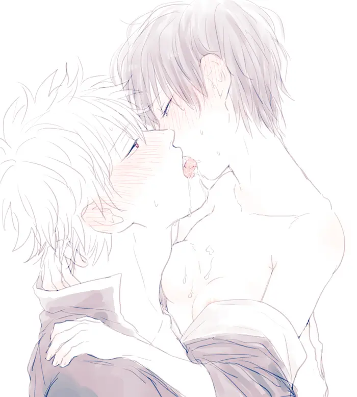 Image 1girls,blush,breasts,breasts_out,female,no_bra,1boy,male,short_hair,small_breasts,side_view,saliva,looking_at_another,upper_body,off_shoulder,eye_contact,kissing,kimono,rule_63,french_kiss,profile,genderswap_(mtf),very_short_hair,making_out,restricted_palette,gintama,gintoki_sakata,hijikata_toshiro,mame_(pixiv),muted_color