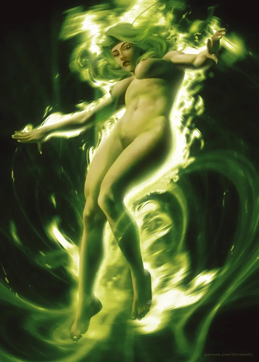 Image 1girls,female,female_only,human,human_only,light-skinned_female,nude,solo_female,nude_female,green_hair,dc,dc_comics,no_penetration,justice_league,dima_ivanov,fire_(dc),thirstastic