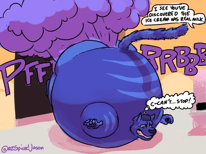 Image furry,round_belly,blueberry_inflation,blue_body,giant_ass,sunken_limbs,fart,fart_cloud,farting,azspicedjason,hyperfart