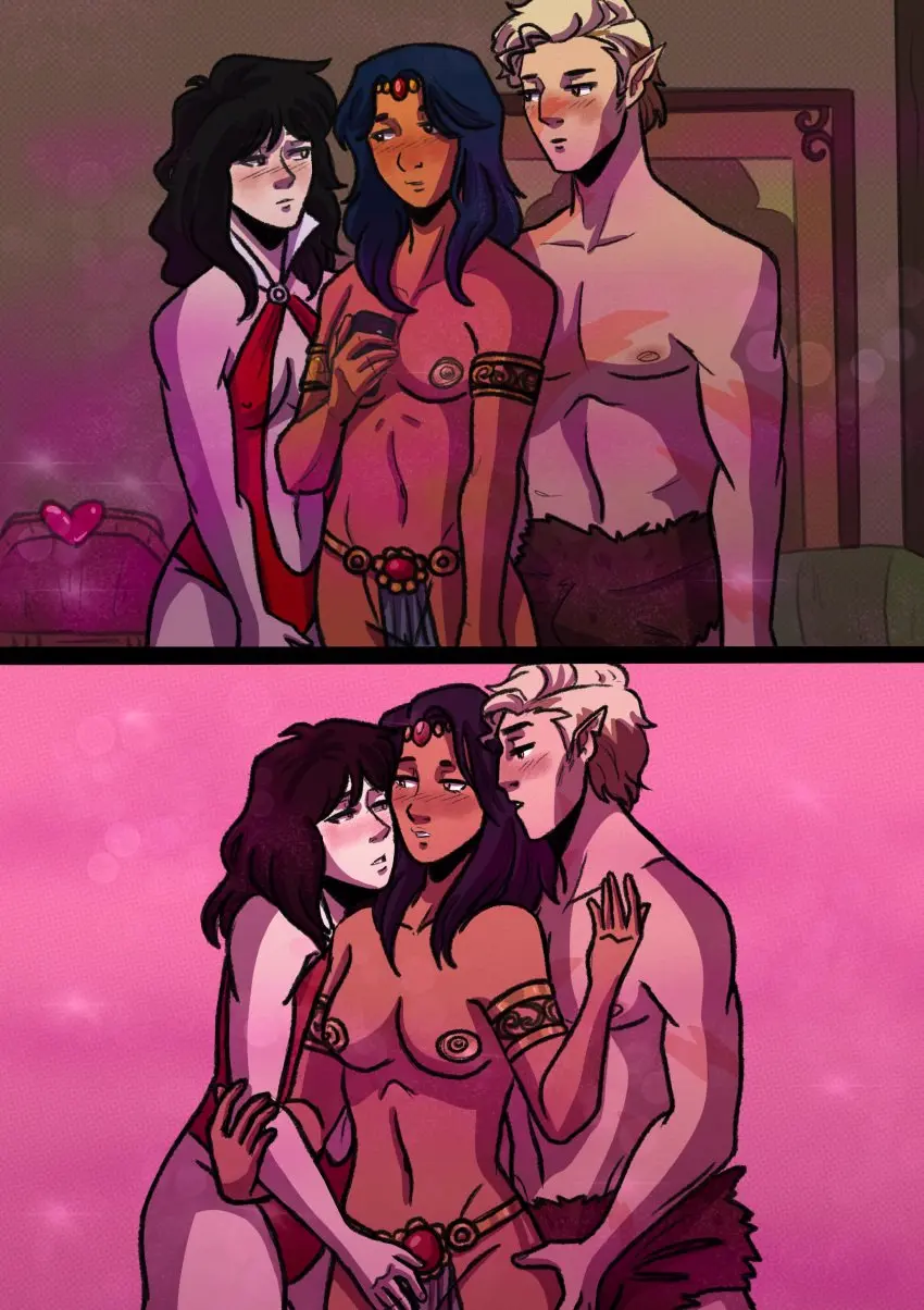 Image blush,female,1boy,2girls,male,multiple_girls,disney,shaved_pussy,disney_channel,no_panties,horny_male,nipples_visible_through_clothing,latina,commission,bulge_through_clothing,horny_female,cosplay,tiara,the_owl_house,amity_blight,luz_noceda,nipple_pasties,pelvic_curtain,inner_sideboob,pussy_visible_through_clothes,transparent_clothing,aphrodisiac,commissioner_upload,bicep_bracelet,an420g,body_jewelry,dejah_thoris_(cosplay),george_taylor_(cosplay),hunter_(the_owl_house),vampirella_(cosplay),aphrodisiac_gas