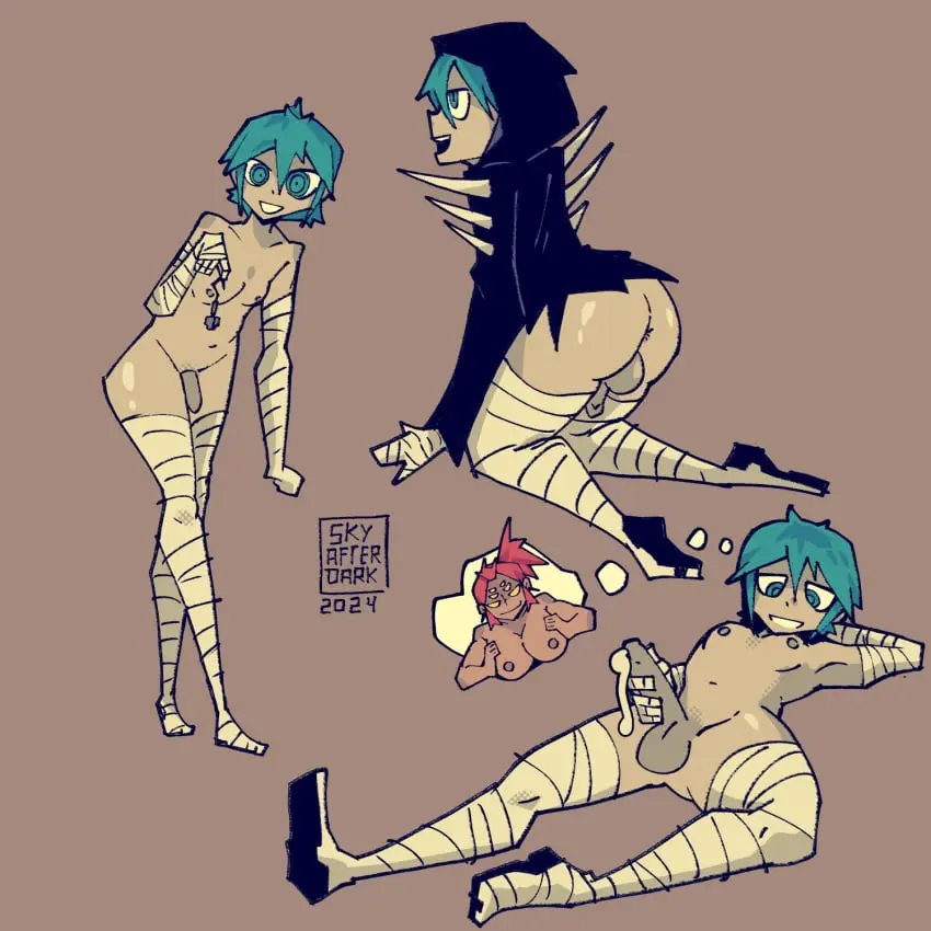 Image 1girls,breasts,female,human,light_skin,nipples,shiny_skin,smile,solo,blue_eyes,blue_hair,cum,navel,nude,penis,short_hair,on_back,ass,small_breasts,erection,futanari,intersex,light-skinned_futa,areolae,balls,masturbation,dickgirl,thought_bubble,trans_man,transmasc,multiple_poses,trans_woman,transfem,armpit,wrappings,cloak,solid_color_background,practically_nude,skyafterdark,dai_dark,misetani_box,shimada_death,thinking_of_someone_else,wrapped_arms,wrapped_legs