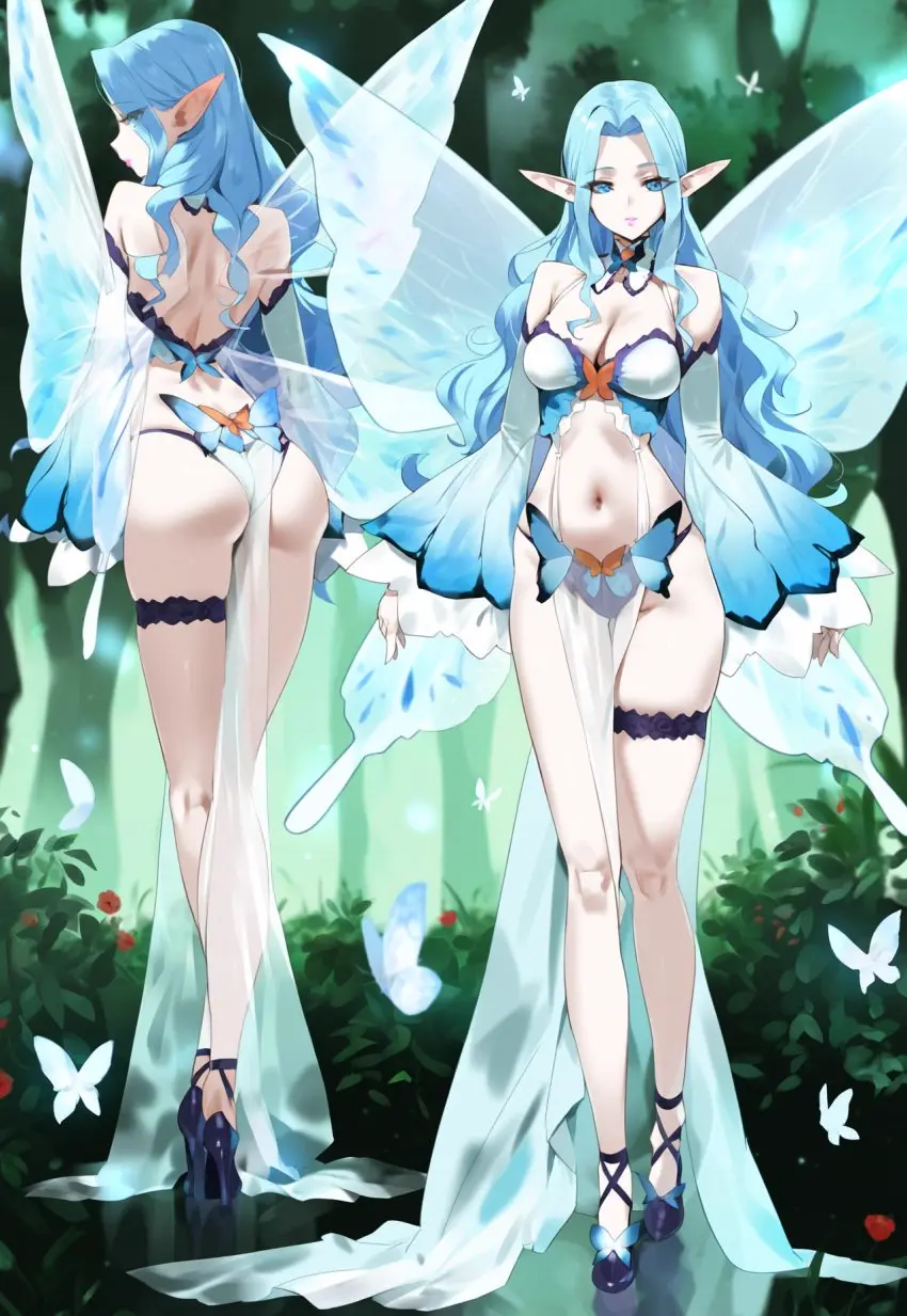 Image female,ai_generated,wings,original,original_character,pale_skin,high_heels,skinny,fairy,pumpkinseed