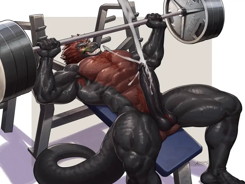 Image hi_res,solo,1boy,cum,male,penis,sweat,tail,muscular,muscular_male,male_only,teeth,balls,anthro,veiny_penis,wet,ejaculation,sharp_teeth,genital_fluids,bodily_fluids,genitals,precum,muscular_anthro,pecs,reptile,scalie,abs,happy_trail,vein,pubes,body_hair,armpit_hair,dinosaur,chest_hair,theropod,tyrannosaurid,tyrannosauroid,tyrannosaurus,tyrannosaurus_rex,exercise,workout,weightlifting,amon-sydonai,tagg