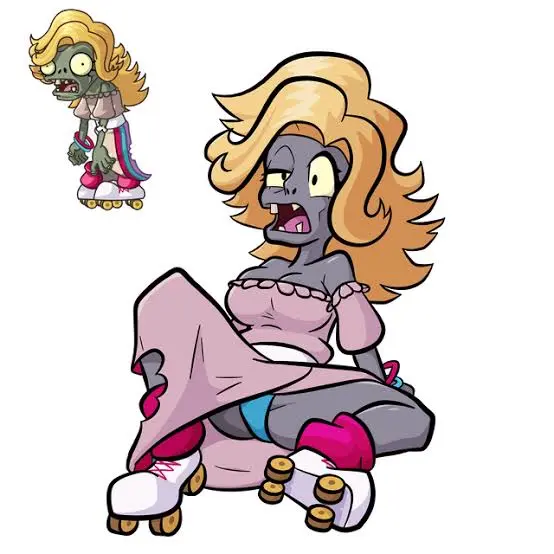Image female,panties,tagme,blonde_hair,torn_clothing,tagme_(artist),dressed,zombie,zombie_girl,undead,plants_vs_zombies,plants_vs_zombies_2:_it's_about_time,popcap_games,glitter_zombie_(pvz),rollerblades,undead_female,zombie_(pvz)
