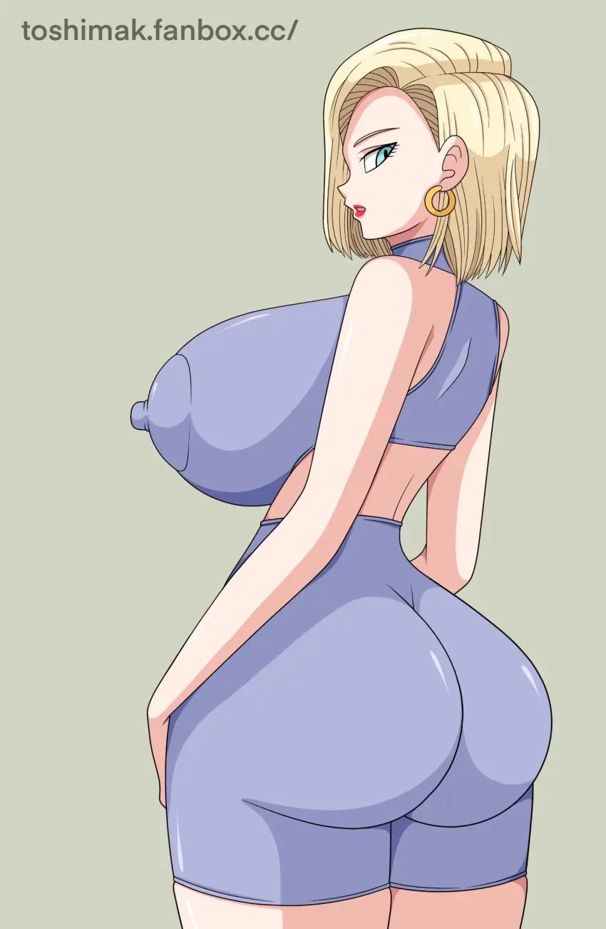 Image 1girls,breasts,female,blue_eyes,short_hair,huge_ass,voluptuous,wide_hips,cleavage,gigantic_breasts,blonde_hair,android_18,dragon_ball,curvy,alternate_version_available,cameltoe,thick_lips,blonde_hair_female,puffy_nipples,yellow_hair,erect_nipples,short_hair_female,red_lips,huge_areolae,blonde,blue_eyes_female,toshiso