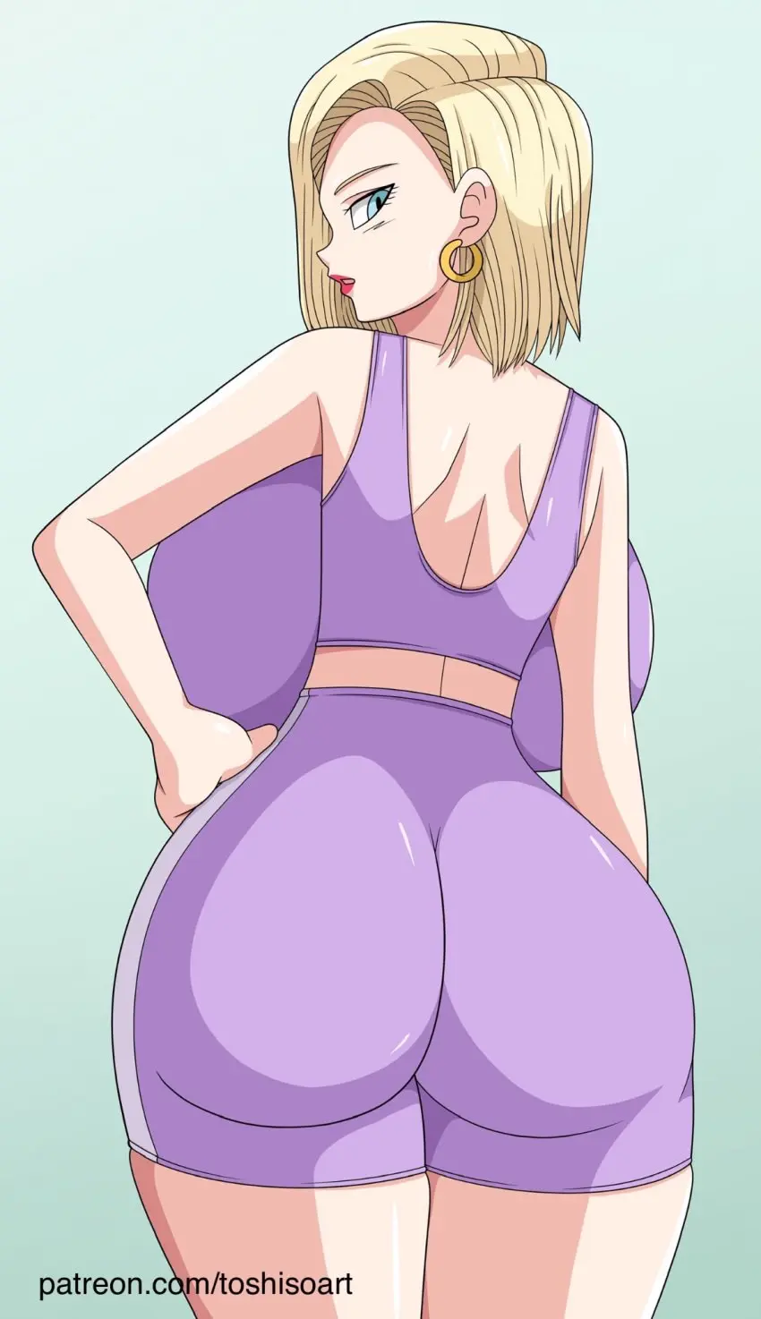 Image 1girls,breasts,female,blue_eyes,short_hair,huge_ass,voluptuous,wide_hips,cleavage,gigantic_breasts,blonde_hair,android_18,dragon_ball,curvy,alternate_version_available,cameltoe,thick_lips,blonde_hair_female,puffy_nipples,yellow_hair,erect_nipples,short_hair_female,red_lips,huge_areolae,blonde,blue_eyes_female,toshiso