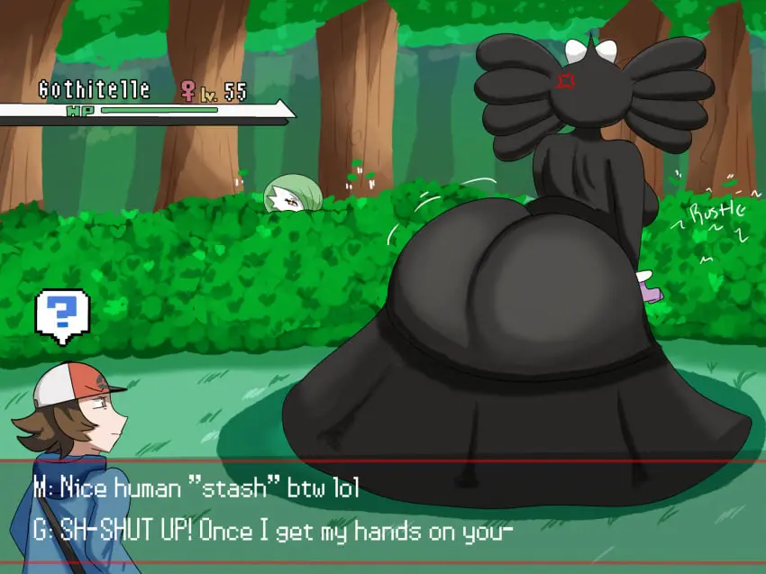 Image breasts,female,female_only,hairbow,large_breasts,1boy,black_hair,male,pokemon,pokemon_(species),ass,white_skin,hair_over_one_eye,sideboob,text,dress,brown_hair,nintendo,green_hair,english_text,angry,tree,large_ass,goth,goth_girl,gameplay_mechanics,sparkling_eyes,gardevoir,gothic,venus_symbol,pokemon_trainer,bush,hair_covering_eye,trees,bushes,gamefreak,gothitelle,hilbert_(pokemon),mackdazzle,eye_sparkle