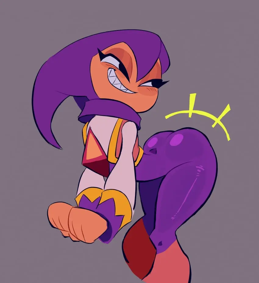 Image looking_at_viewer,simple_background,smile,solo,ass,big_ass,wide_hips,tagme,absurd_res,ambiguous_gender,smug,sharp_teeth,ass_focus,2024,sega,butt,smug_face,2024s,jester,jester_outfit,jester_hat,donkozoid,nights,nights_into_dreams