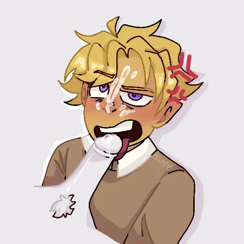 Image cum,cum_on_face,licking_penis,male,oral,penis,tongue_out,tongue,fellatio,male/male,digital_drawing_(artwork),digital_media_(artwork),teeth,teeth_showing,youtube,blonde_hair,purple_eyes,gay,tanned_skin,mcyt,minecraft,minecraft_youtubers,angry,angry_face,cumshot,male_focus,fanart,sweater,fully_clothed,blonde_hair_male,blonde_male,brown_sweater,tan,cumshot_on_face,irritated,purple_eyes_male,bust_portrait,tanned_male,angry_symbol,dark_blonde,dark_blonde_hair,hermitcraft,plumjuicehd,zedaph