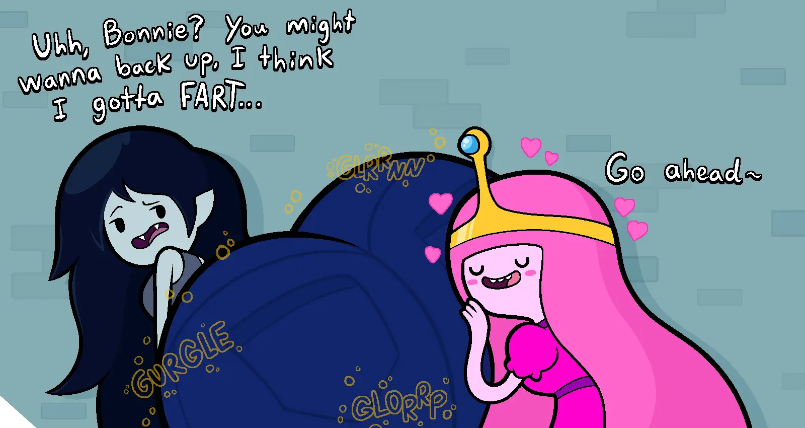 Image blush,female,female_only,2girls,black_hair,multiple_girls,ass,big_ass,big_butt,huge_ass,huge_butt,looking_back,pink_hair,fat_ass,text,thick_ass,thick_butt,canon_couple,yuri,heart,2024,butt,fully_clothed,lesbian,pink_skin,blue_skin,blushing,adventure_time,cartoon_network,stomach_noises,warner_brothers,fart,fart_fetish,gassy,fat_butt,farting,lesbian_couple,princess_bubblegum,lesbians,marceline,farts,fetish,about_to_fart,brap,enjoying_farts,fard,implied_fart,sorollos