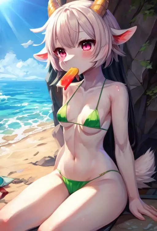 Image breasts,female,bikini,furry,small_breasts,anthro,original_character,petite,goat
