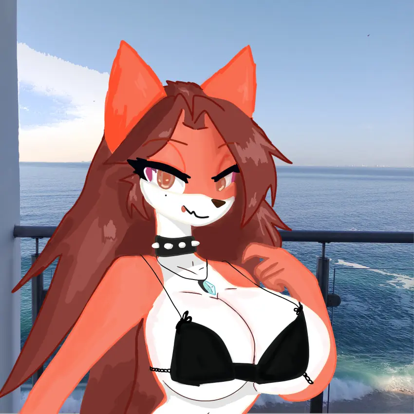 Image big_breasts,breasts,female,furry,brown_hair,bikini_top,oc