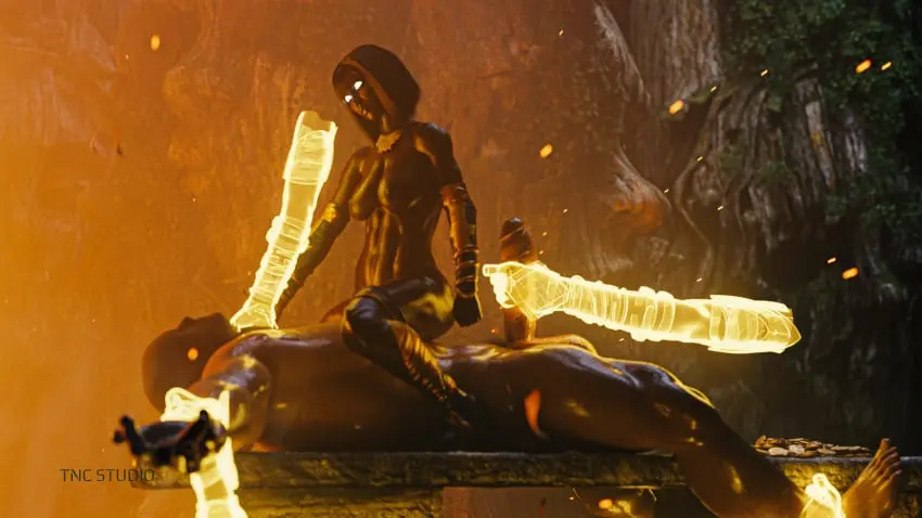 Image female,male,faceless_male,interracial,dark-skinned_female,restrained,bondage,light-skinned,ebony,mortal_kombat,mortal_kombat_x,edenian,ritual,tncstudio,tanya_(mortal_kombat)