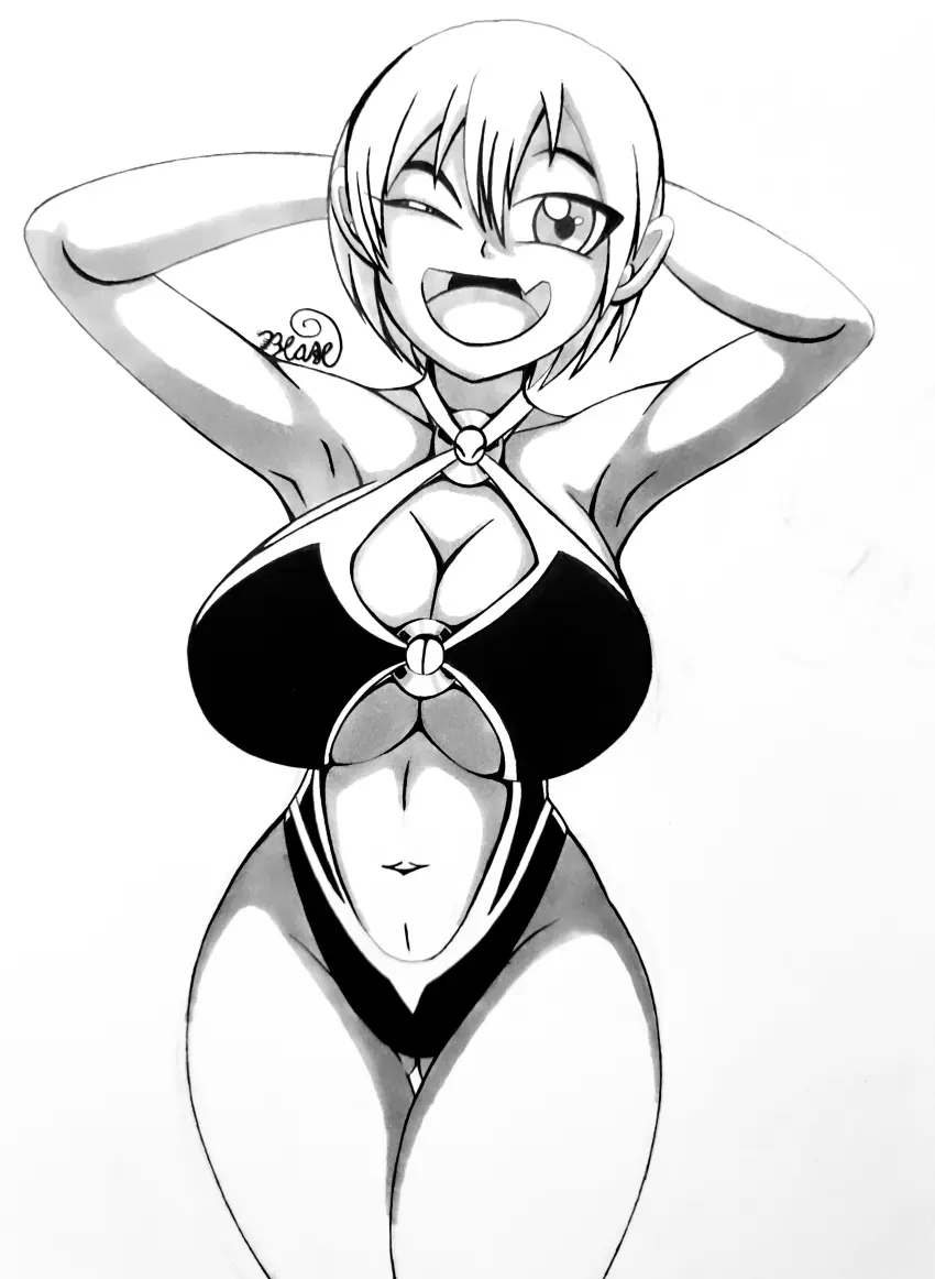 Image 1girls,breasts,female,female_only,solo,bikini,monochrome,uzaki-chan_wa_asobitai!,uzaki_hana