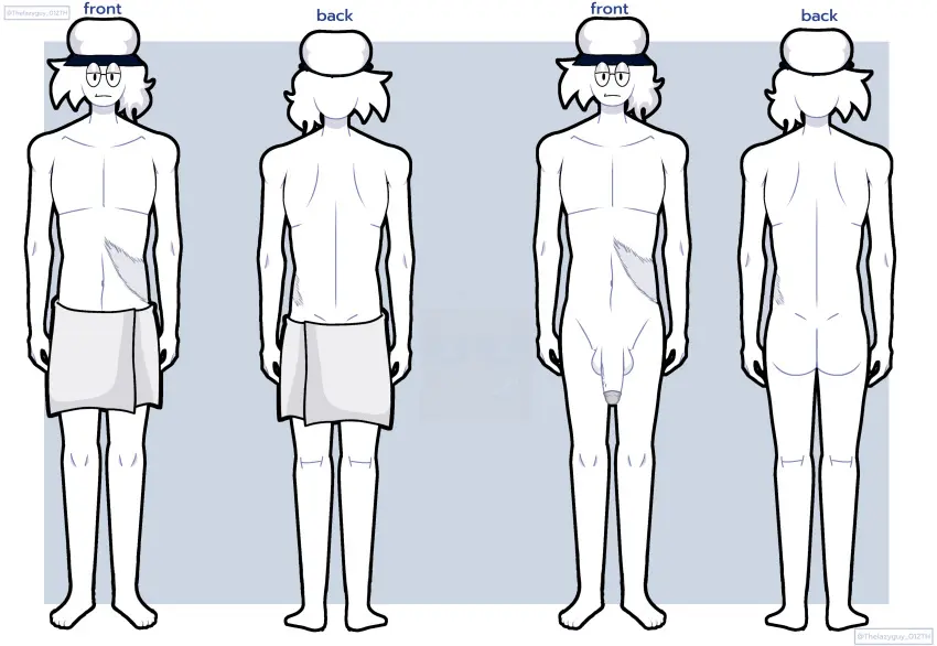 Image standing,penis,ass,original_character,dick,oc,back_view,no_clothes,front_view,full_body,character_sheet,friday_night_funkin,one_male,towel_around_waist,dave_and_bambi_mod