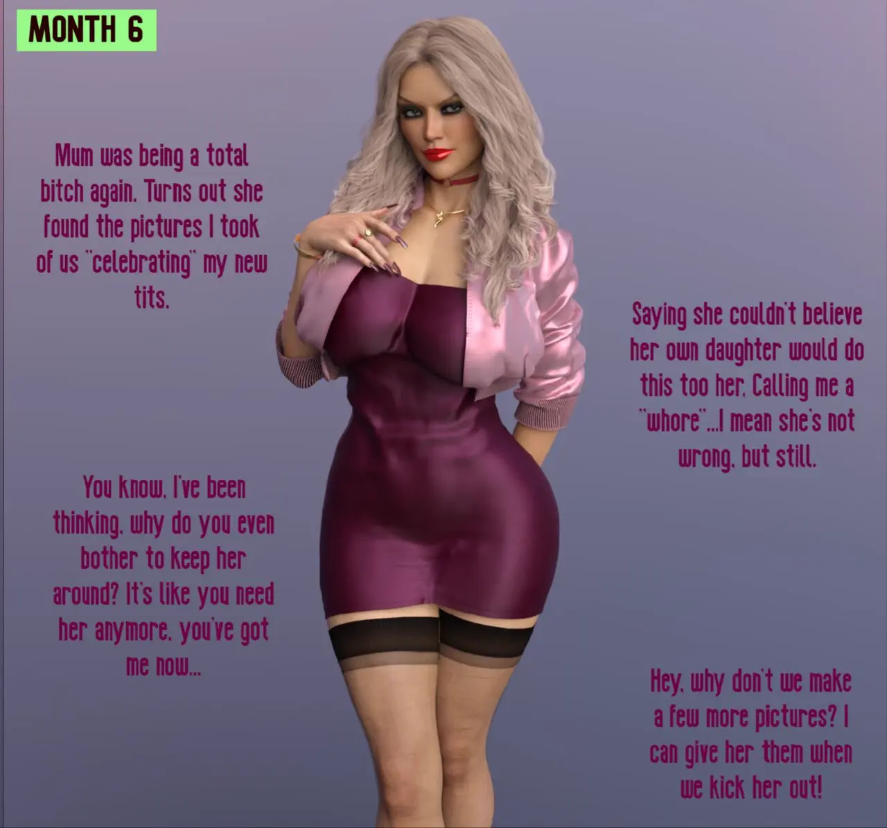 Image breasts,female,large_breasts,male,blonde_hair,original,3d,comic,incest,lipstick,femsub,transformation,ass_expansion,breast_expansion,maledom,punk,corruption,bimbofication,step-incest,mid-transformation,ultspd,stepfather_and_stepdaughter