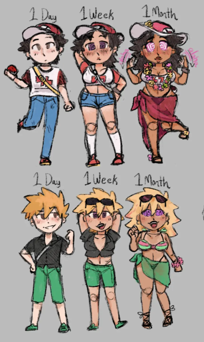 Image female,pokemon,nintendo,bikini_top,multiple_views,femsub,transformation,rule_63,feminization,before_and_after,gender_transformation,mtf_transformation,pokemon_sm,mind_control,genderswap_(mtf),spiral_eyes,sequence,pokemon_trainer,bimbofication,blue_(pokemon),pixel-chan-doodles,red_(pokemon)