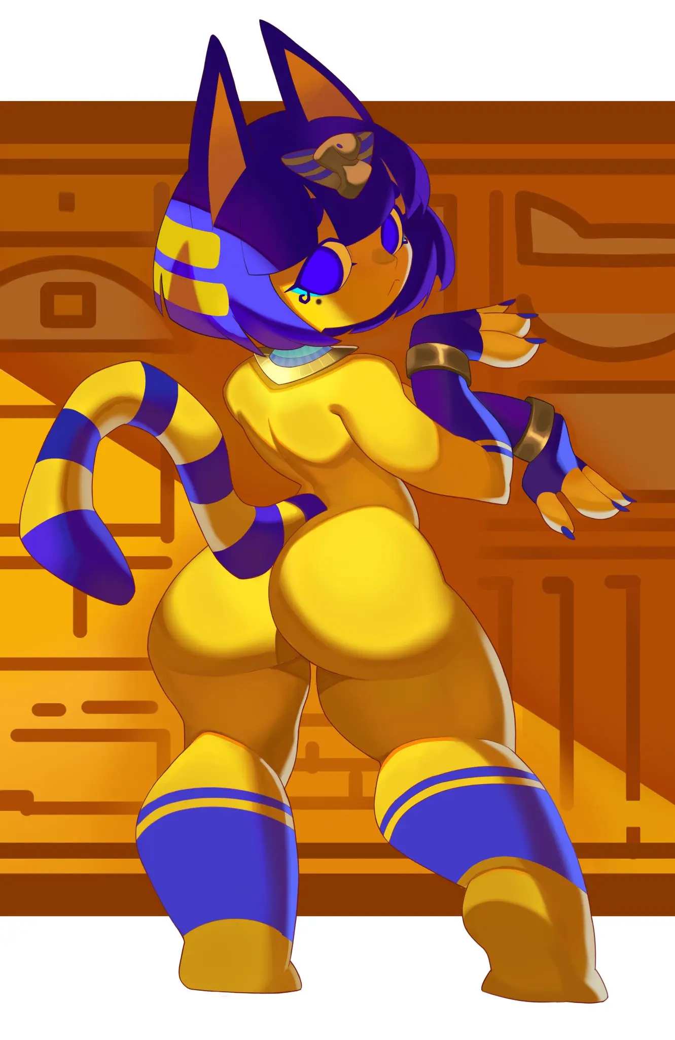 Image 1girls,female,looking_at_viewer,solo,blue_eyes,blue_hair,nude,tail,ass,big_ass,looking_back,thick_thighs,solo_female,solo_focus,anthro,tagme,thick_ass,posing,animal_crossing,ankha,egyptian,solo_anthro,roxy_thefoxy,roxythefoxyy