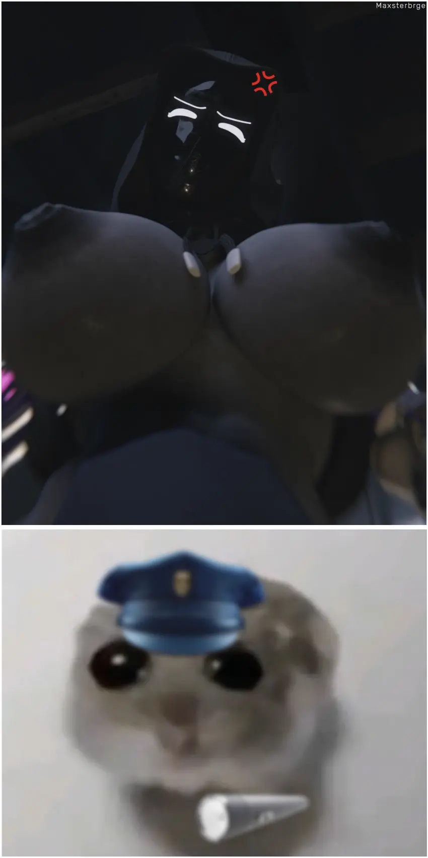 Image big_breasts,breasts,breasts_out,female,looking_at_viewer,female_focus,humanoid,watermark,monster_girl,looking_down,3d,comic,3d_(artwork),angry,3d_model,front_view,hoodie,meme,looking_back_at_viewer,meme_reference,robot,robot_girl,robot_humanoid,maxsterbrge