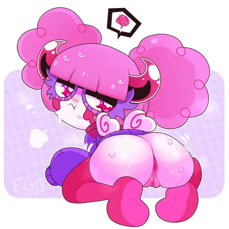 Image 1girls,female,pussy,thighhighs,curly_hair,looking_back,white_skin,virtual_youtuber,horns,looking_away,pink_hair,wings,tagme,one_eye_closed,pussy_juice,wet,demon_girl,demon_horns,wet_pussy,horn,thigh_highs,sweater,purple_clothing,pink_thighhighs,pink_legwear,pink_thigh_highs,puffy_pussy,chocovania_(character),eggshoppe,pussy_wet