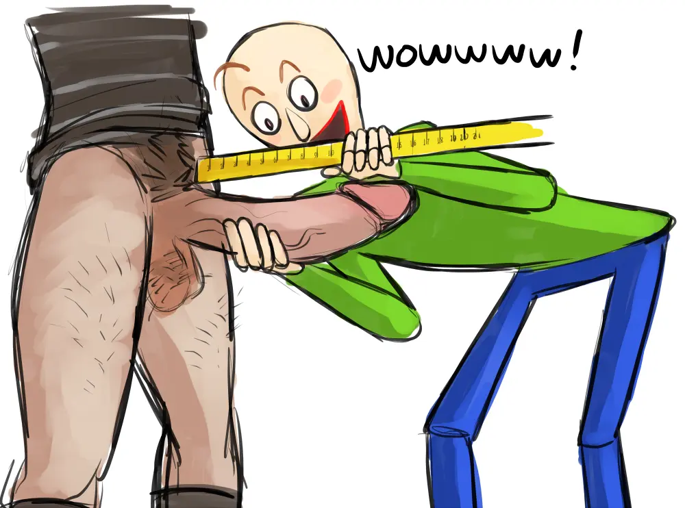 Image male,penis,big_penis,uncensored,huge_cock,pants_down,text,gay,pubic_hair,bottomless,skinny,toony,toony_face,penis_awe,holding_penis,big_head,baldi's_basics_in_education_and_learning,measuring,measuring_penis,ruler,baldi,big_penis_adoration,principal_of_the_thing,sentryweird
