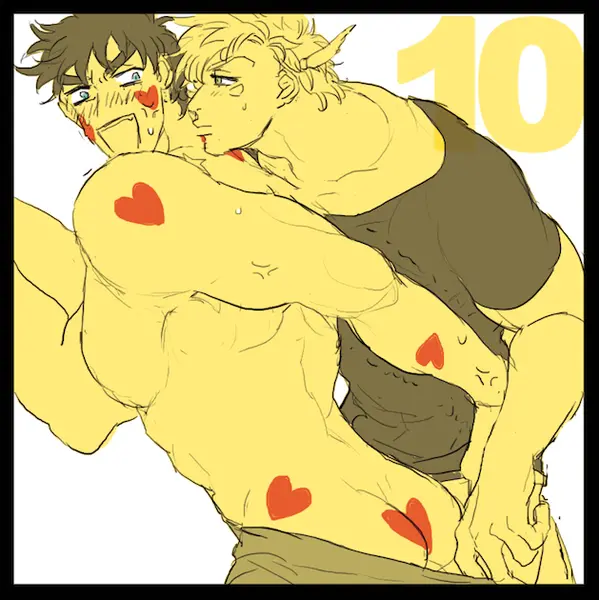 Image male,2boys,male/male,male_only,yaoi,gay,heart,jojo's_bizarre_adventure,battle_tendency,joseph_joestar,caesar_zeppeli