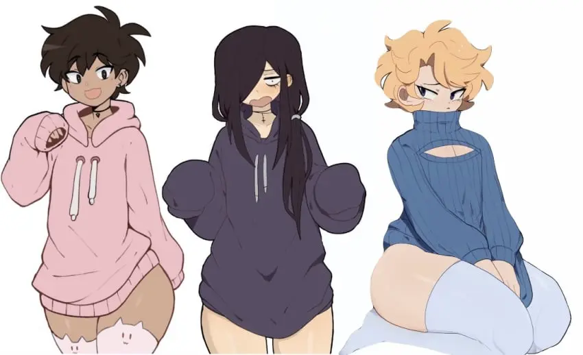 Image long_hair,white_background,male,choker,thick_thighs,femboy,blonde_hair,brown_hair,edit,edited,turtleneck_sweater,3boys,third-party_edit,sitting_on_knees,pink_thighhighs,blue_thighhighs,collage,roland_bonhomme,anime_dork_boyfriend_meme,cat_thighhighs,ms_pigtails,purple_hoodie,sky_guy,skyguyart,3femboys,sergey_sokolov