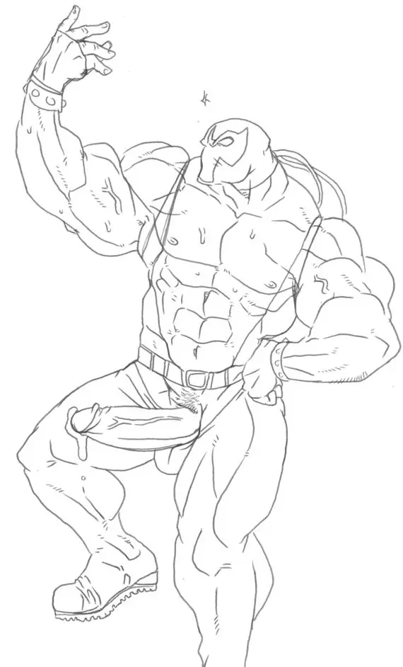 Image solo,male,penis,big_penis,erection,muscular,male_only,yaoi,balls,bara,monochrome,batman_(series),dc,dc_comics,solo_male,boner,muscles,mask,flexing,bane,staticlustdemons,wuffinarts
