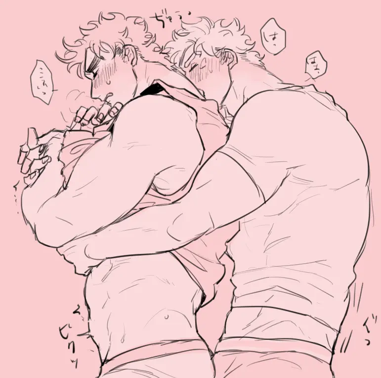 Image blush,male,duo,2boys,male/male,male_only,yaoi,closed_eyes,gay,looking_pleasured,jojo's_bizarre_adventure,battle_tendency,joseph_joestar,caesar_zeppeli