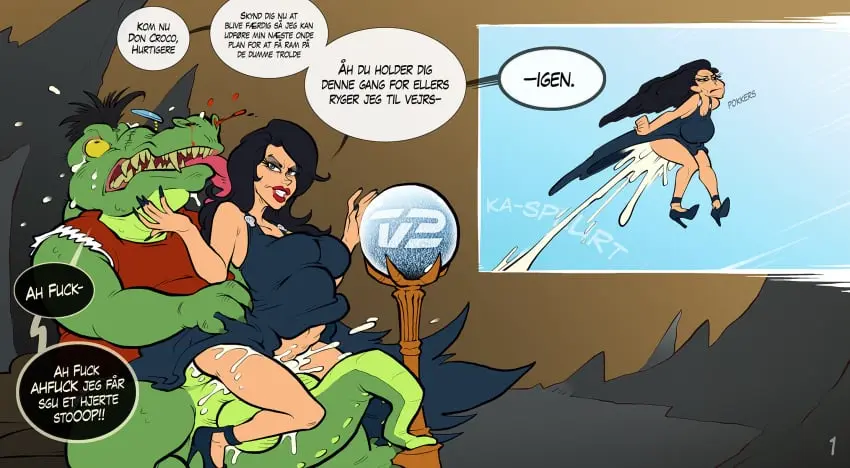 Image 1girls,clothed,female,hi_res,human,1boy,black_hair,male,sex,duo,balls,male/female,anthro,green_eyes,penetration,genitals,mammal,translated,stomach_bulge,interspecies,female_penetrated,male_penetrating,2024,green_scales,reptile,scalie,cum_explosion,human_on_anthro,male_penetrating_female,nosebleed,clothed_sex,yellow_sclera,human_penetrated,crocodilian,anthro_penetrating,anthro_penetrating_human,sparrow_(artist),danish_text,hugo_(franchise),scylla_(hugo),cartoon_physics,cum_rocket,don_croco_(hugo),monocle,rocket_jizz