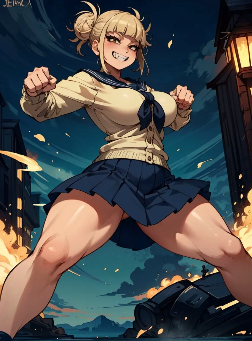 Image female,looking_at_viewer,ai_generated,my_hero_academia,himiko_toga,makimass_ai