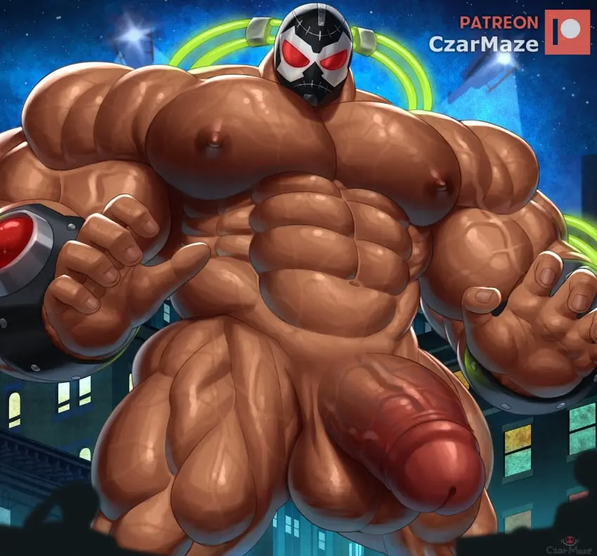 Image solo,male,nude,penis,big_penis,muscular,male_only,yaoi,balls,bara,big_balls,flaccid,batman_(series),dc,dc_comics,solo_male,big_muscles,muscles,mask,bane,czarmaze