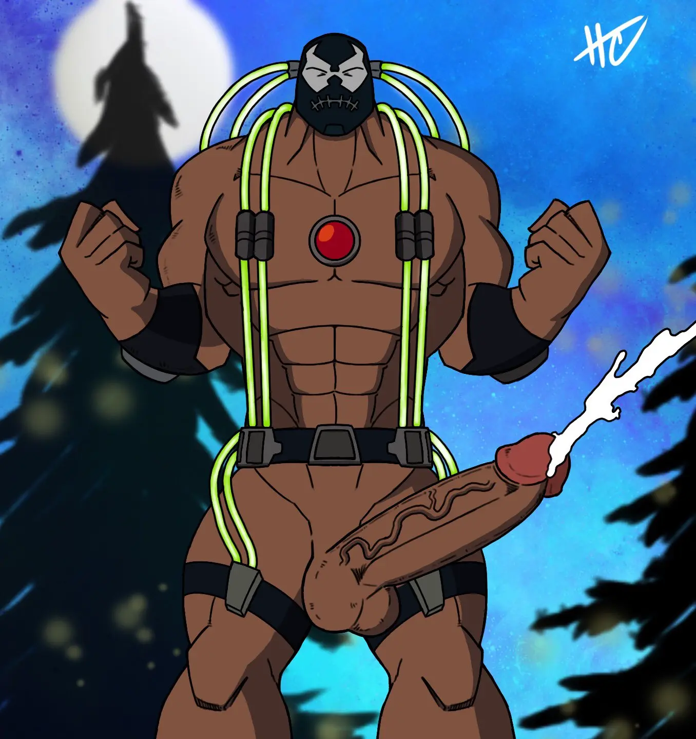 Image solo,cum,male,nude,penis,big_penis,erection,muscular,male_only,yaoi,balls,bara,orgasm,batman_(series),dc,dc_comics,solo_male,boner,muscles,mask,bane,heroic_creativity