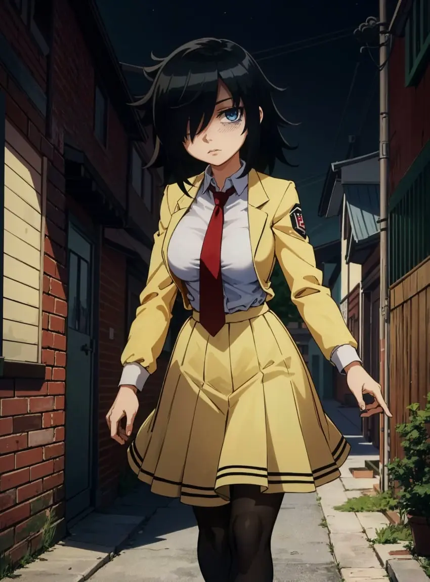 Image female,looking_at_viewer,ai_generated,jimiko,kuroki_tomoko,watashi_ga_motenai_no_wa_dou_kangaetemo_omaera_ga_warui!,makimass_ai