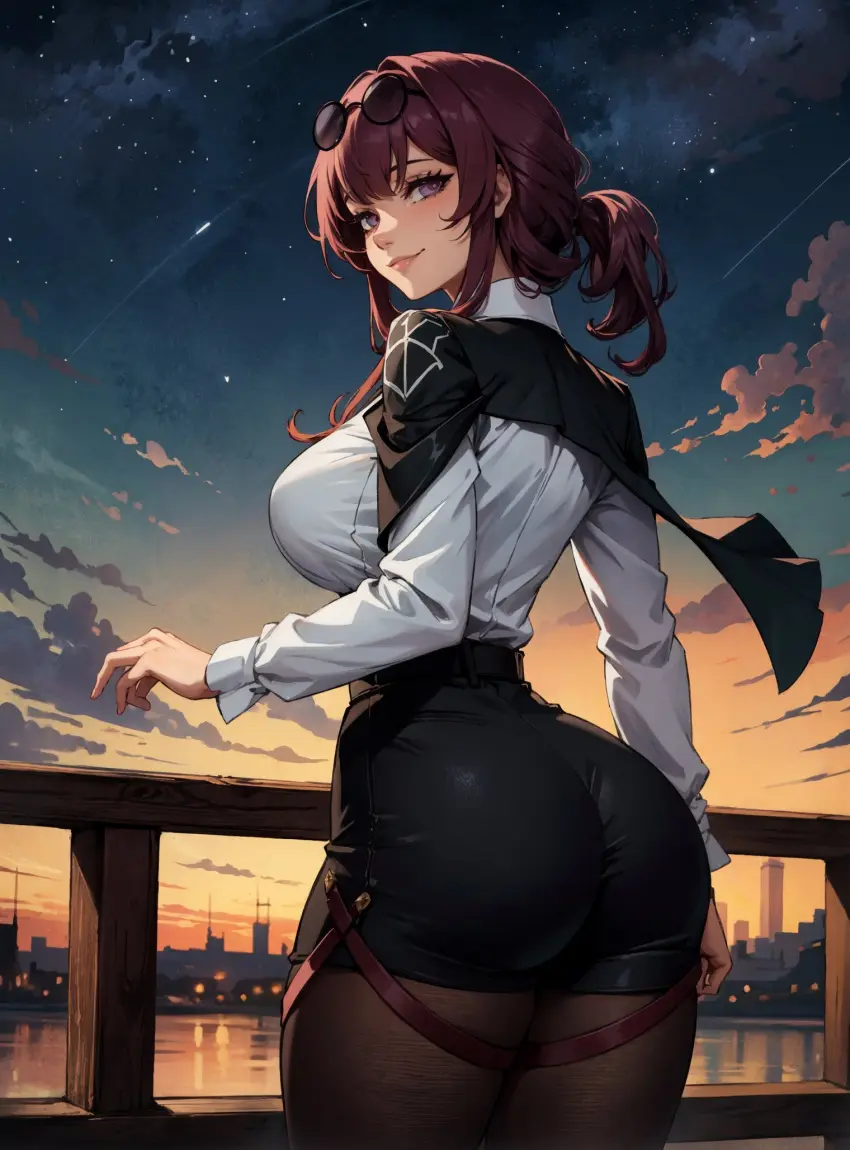 Image female,looking_at_viewer,ai_generated,video_games,honkai:_star_rail,kafka_(honkai:_star_rail),makimass_ai