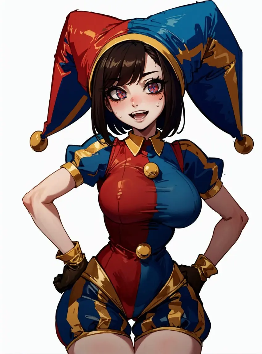 Image female,looking_at_viewer,ai_generated,pomni_(the_amazing_digital_circus),the_amazing_digital_circus,makimass_ai