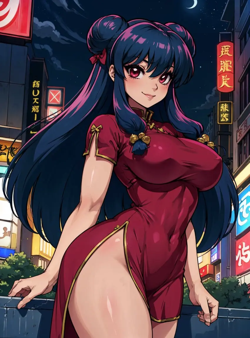 Image breasts,clothing,female,large_breasts,looking_at_viewer,ai_generated,dress,ranma_1/2,shampoo_(ranma_1/2),makimass_ai