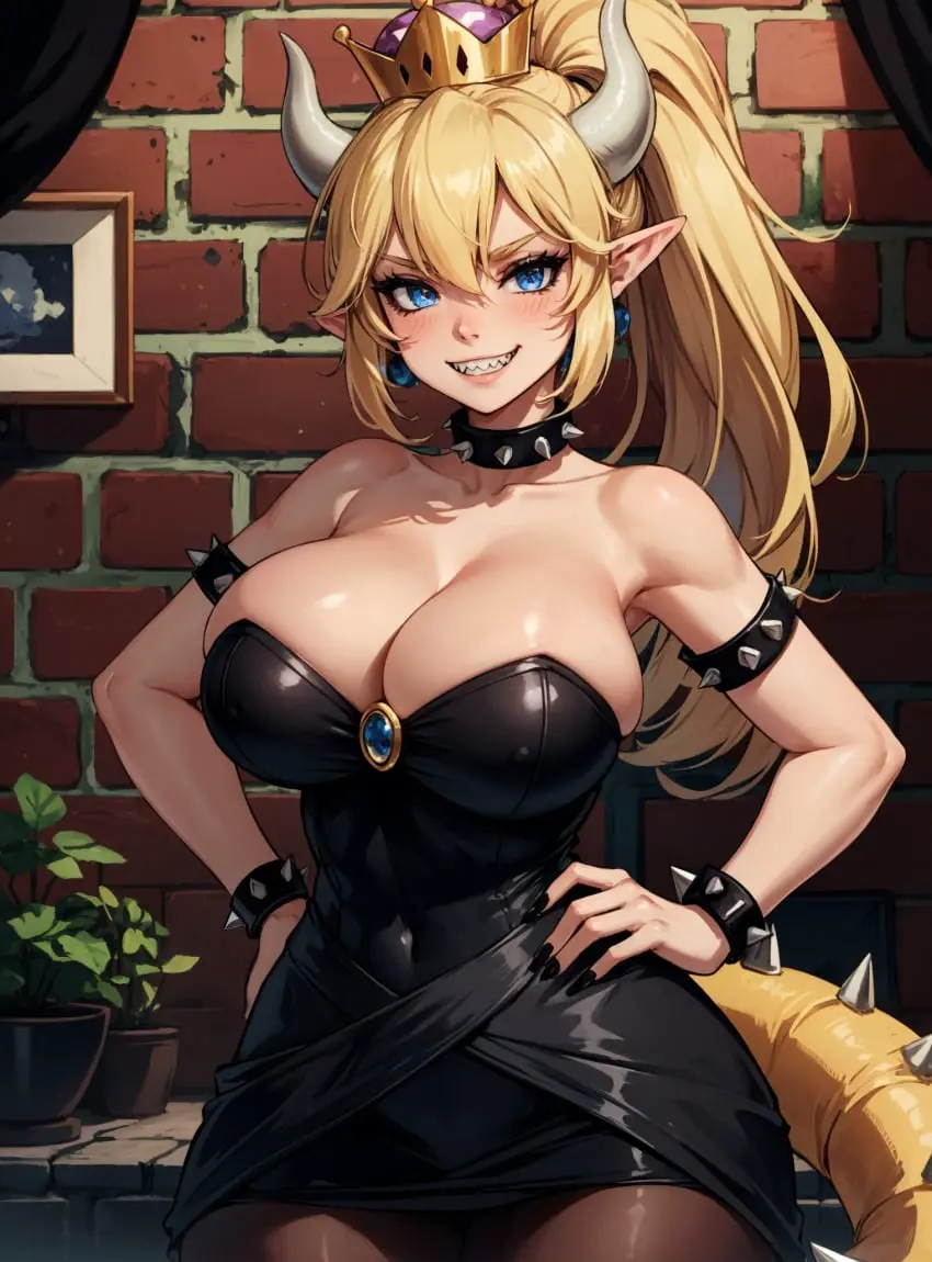 Image 1girls,female,looking_at_viewer,ai_generated,mario_(series),new_super_mario_bros._u_deluxe,bowsette,makimass_ai