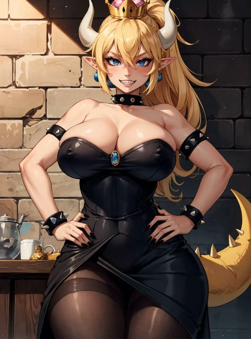 Image 1girls,female,looking_at_viewer,ai_generated,mario_(series),new_super_mario_bros._u_deluxe,bowsette,makimass_ai