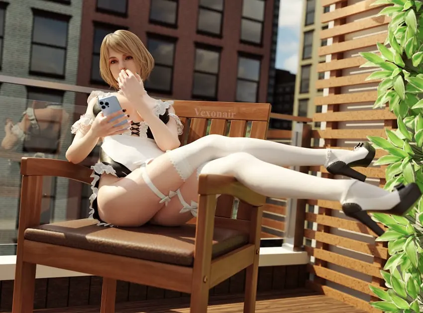 Image female,tagme,blonde_hair,3d,maid,maid_outfit,maid_uniform,maid_headdress,capcom,resident_evil,ashley_graham,ashley_graham_(ella_freya),resident_evil_4,resident_evil_4_remake,vexonair