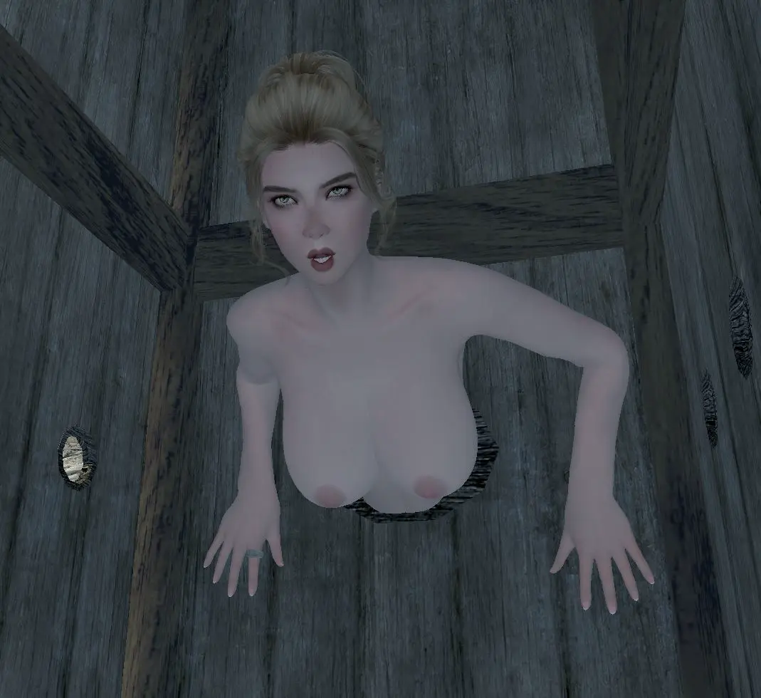 Image 1girls,breasts,female,female_only,light-skinned_female,pink_nipples,blonde_hair,green_eyes,3d,rolling_eyes,the_elder_scrolls,skyrim,stuck,nord,glory_hole,medieval,fallingtho,gerdur
